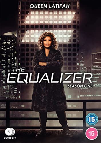Queen Latifah on "The Equalizer" Season 1 DVD cover, cityscape background.
