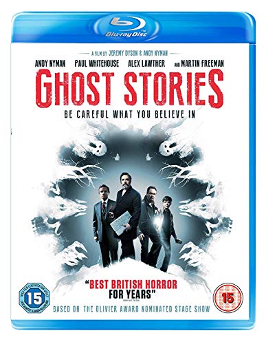Ghost Stories" Blu-ray cover with three men and ghostly figures.