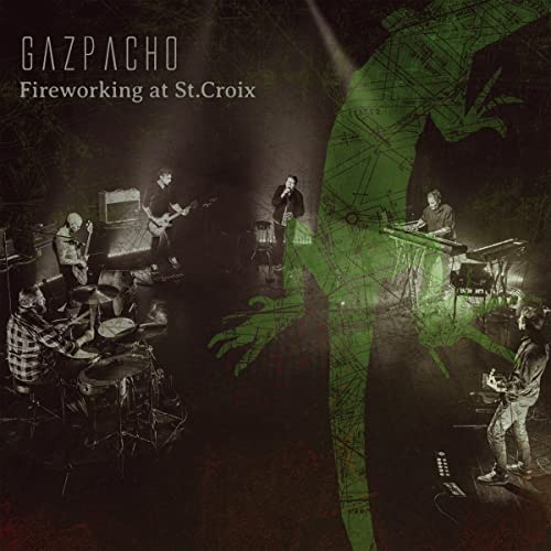 Gazpacho album cover: band performing on stage with green geometric overlay.