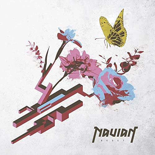 Album cover with abstract floral design, geometric shapes, and a butterfly.