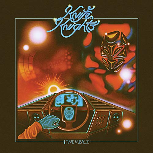 Album cover: stylized knight helmet over a car dashboard, orange and blue tones.