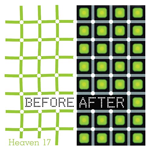Album cover for Heaven 17’s “Before After” with green and grey grid design.