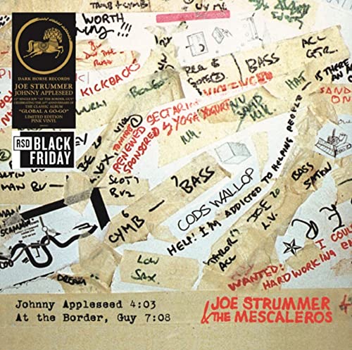 Record sleeve with handwritten notes and collage aesthetic, featuring Joe Strummer.