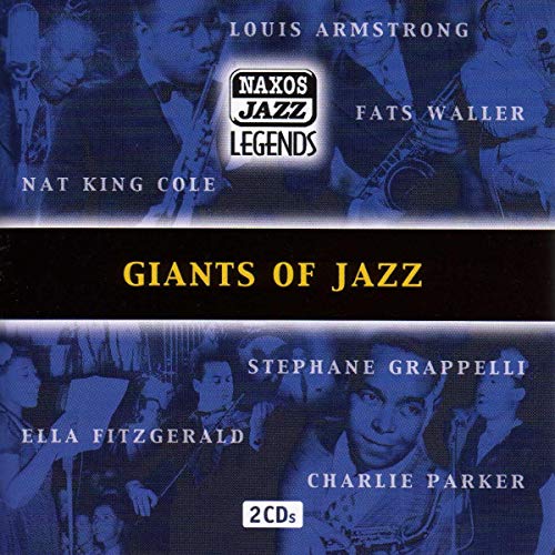 CD cover for “Giants of Jazz” featuring portraits of jazz musicians.