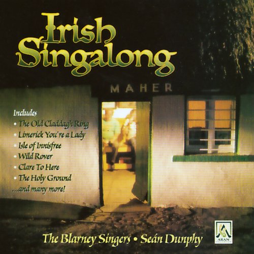 "CD cover featuring a white cottage with 'Irish Singalong' in yellow text."