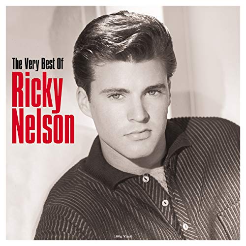 Black and white portrait of Ricky Nelson on album cover.