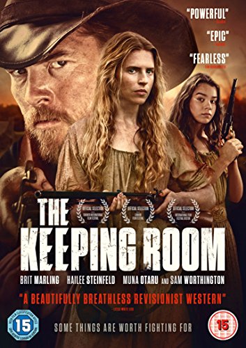 DVD cover for "The Keeping Room" featuring a man and two women holding guns.