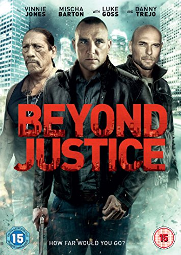 DVD cover for "Beyond Justice" featuring three intense male actors.