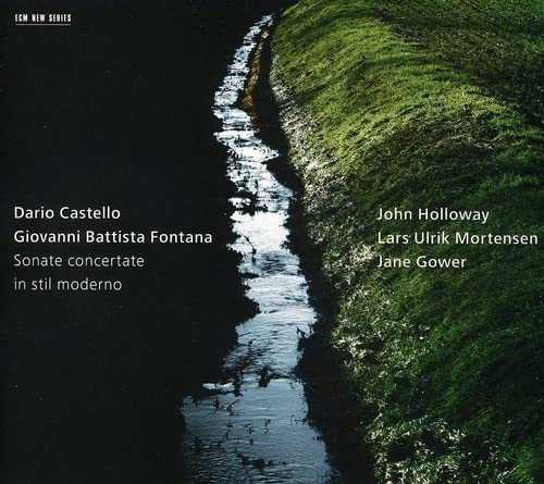 CD cover: a narrow stream between mossy banks, text listing composers and artists.