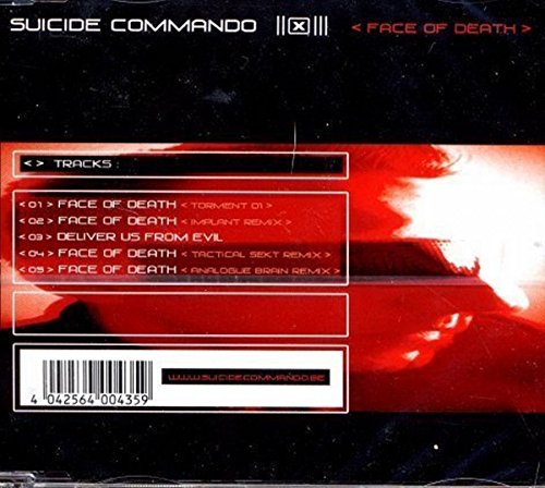 CD cover for Suicide Commando’s “Face of Death” with red and black design.