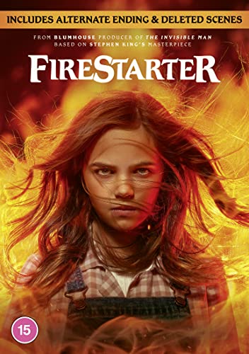 Firestarter DVD cover featuring a young girl with fiery hair.