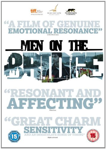 DVD cover for "Men On The Bridge" with quotes and a man on a bridge.