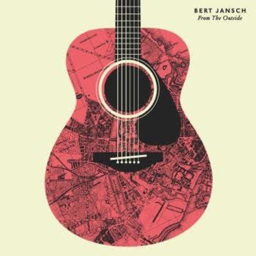 Bert Jansch album cover: acoustic guitar shape filled with map details.