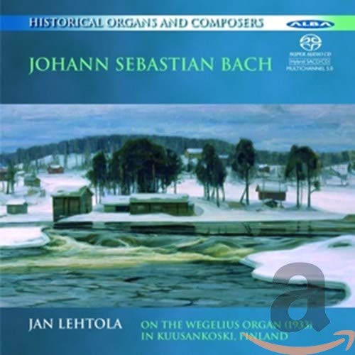 CD cover featuring a snowy landscape and text naming Bach and Lehtola.
