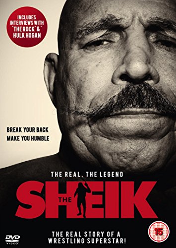 DVD cover featuring a close-up portrait of wrestler The Sheik, with red text.