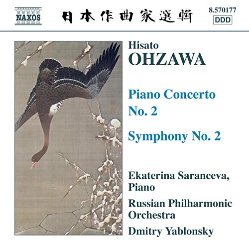 CD cover featuring a crane in flight, text listing Ohzawa, Saranceva, and orchestras.