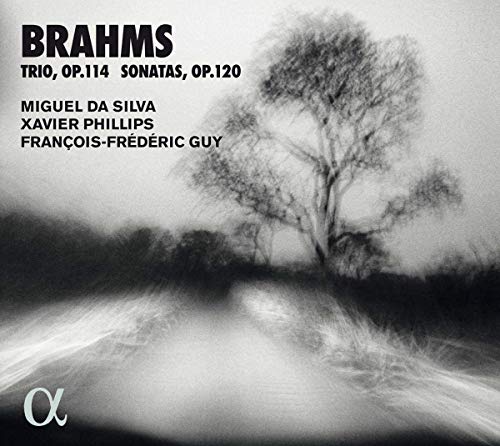 CD cover for Brahms’ Trio and Sonatas with a winter tree image.