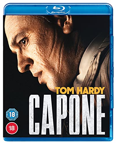 Blu-ray cover for "Capone" featuring a close-up of Tom Hardy.