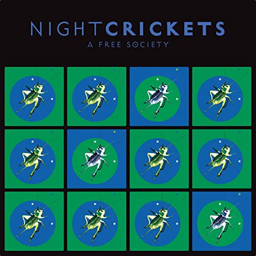 CD cover: repeating grid of blue and green circles with grasshoppers.