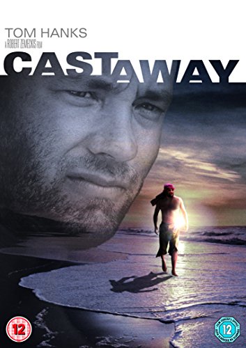 DVD cover for Cast Away featuring Tom Hanks and a man on a beach.