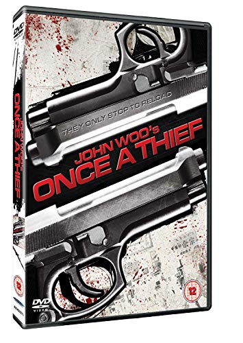 DVD cover for āOnce a Thiefā featuring guns and red splatters.