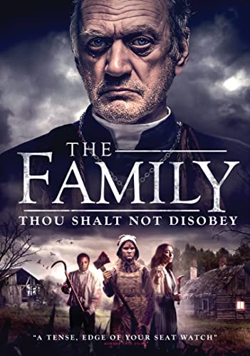DVD cover for "The Family" featuring a priest and ominous figures.