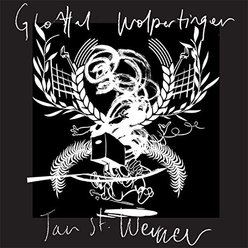 Black album cover with white abstract illustration and handwritten-style text "Glottal Wolpertinger" and "Jan St. Werner".