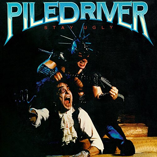 Album cover for Piledriver’s “Stay Ugly” featuring two figures in dark clothing.