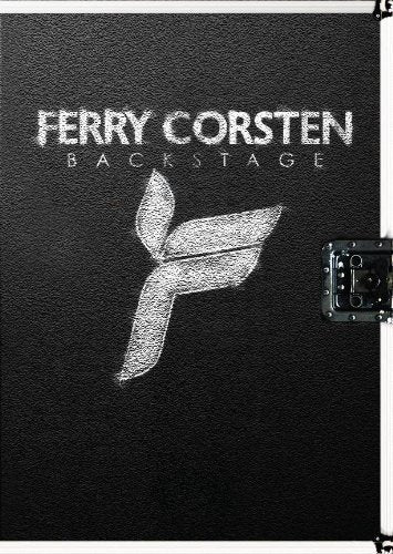 "Black DVD case with 'Ferry Corsten Backstage' text and abstract silver logo."