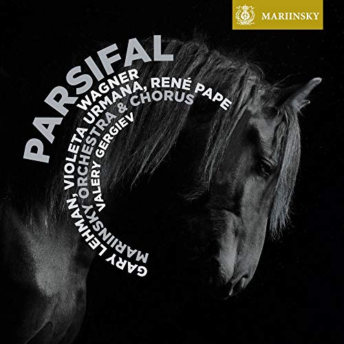 CD cover for Wagner’s Parsifal featuring a black and white horse portrait.
