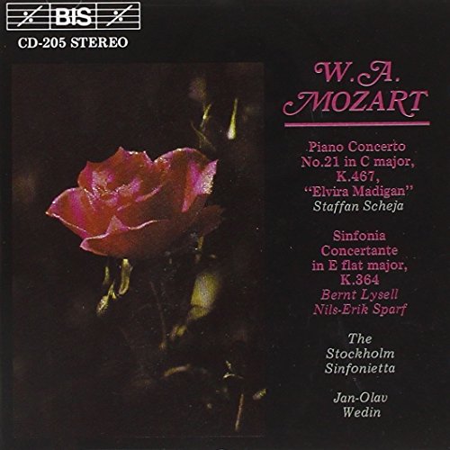 CD cover with pink rose and Mozart concert information in pink and white text.