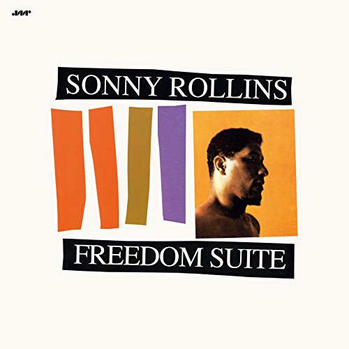 Album cover for Sonny Rollins’ “Freedom Suite” with a portrait and abstract shapes.