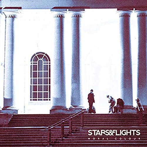 "Album cover with people on steps in front of a large, columned building."