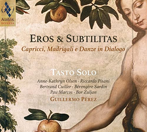 CD cover featuring Renaissance art, fruit, and text: "Eros & Subtilitas", "Tasto Solo".