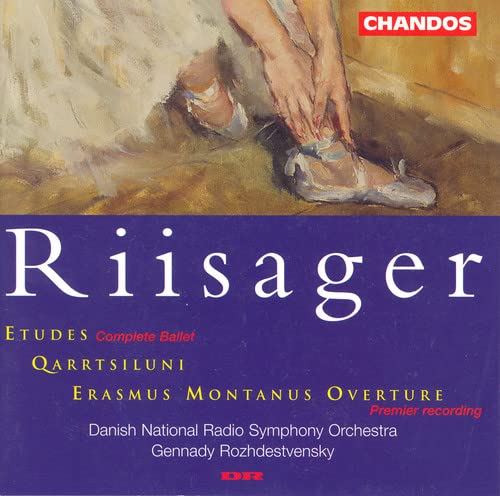 CD cover featuring a ballerina’s feet and the name “Riisager” in white text.