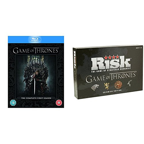 "Blu-ray cover of Game of Thrones Season 1, featuring a man on an iron throne."