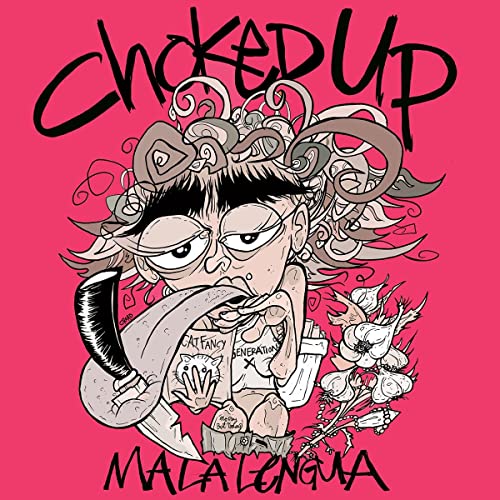 Album cover for "Mala Lengua" with cartoon illustration and pink text.
