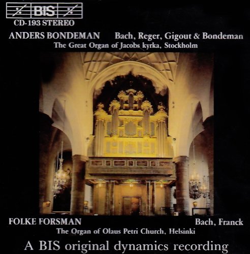 "CD cover with a church organ and white text on a black background."