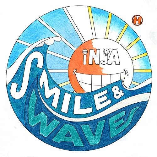 Colorful CD cover art featuring a smiling sun over a wave.