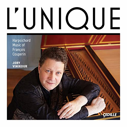 CD cover featuring harpsichordist Jory Vinikour and a harpsichord.