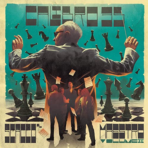 CD cover art: conductor’s back with chess pieces falling, silhouetted figures.
