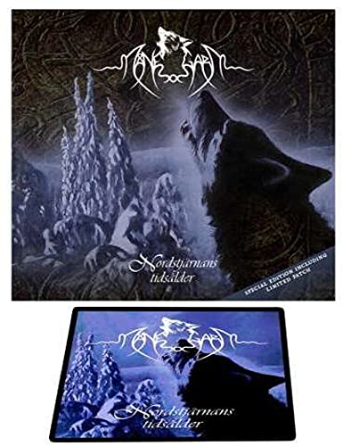 CD cover and patch featuring a wolf howling in a snowy landscape.