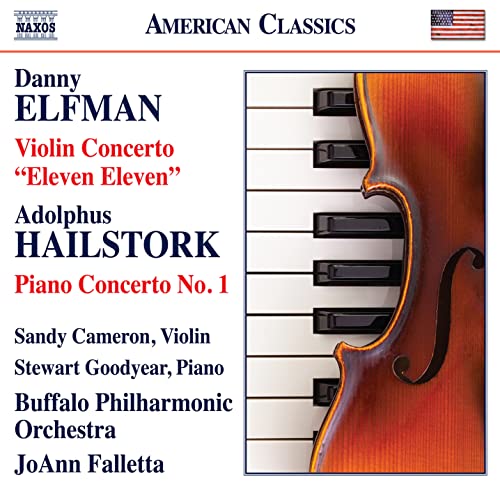 CD cover featuring a violin and piano keys, with composer names.