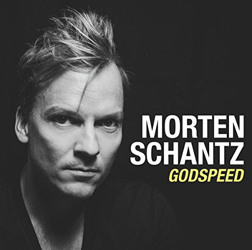 Black and white portrait of a man with text "MORTEN SCHANTZ GODSPEED" beside him.