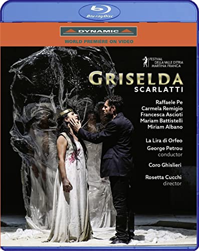 Blu-ray cover for Scarlatti’s *Griselda* opera, featuring performers in costume.