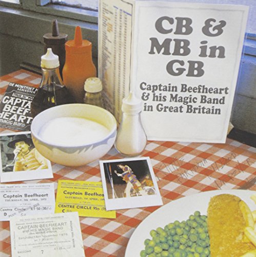 Captain Beefheart CD cover with food and concert photos on a red tablecloth.