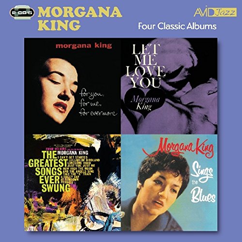 "CD cover with four Morgana King album covers on a purple background."