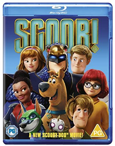 "Scoob!" Blu-ray case featuring cartoon characters and a dog.