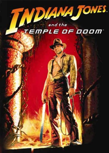 Indiana Jones with whip, standing before a temple entrance, DVD cover.