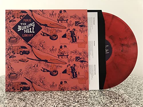 Vinyl record of The Burning Hell’s “Public Library” with illustrated cover.